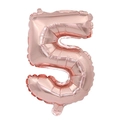 Detail of rose gold number 5 foil balloon with metallic finish and inflation valve - 32 Inch Number 5 (Bulk)