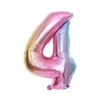 Detail eines 32-Zoll Regenbogen-Zahlenballons Nummer 4 mit metallischem Farbverlauf - Großpackung / Zahl 4 / Verlauf Rosa