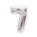 Close-up of a 32-inch silver number 7 foil balloon with metallic finish for parties - Number 7 (Bulk) / Silver
