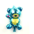 Blue mini baby bear aluminum foil balloon with pink heart and metallic party finish - Mini Blue Waving Bear