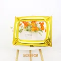 Golden rectangular foil photo frame balloon for birthday party photography, 50x59cm size - Solid Gold Frame