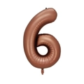 Ballon chiffre 6 marron chocolat de 40 pouces en aluminium pour décoration de fête - Nombre 6 (Vrac)