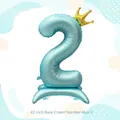 Ballon chiffre 2 bleu dégradé de 42 pouces avec couronne dorée pour décoration de fête - 42 Pouces Base Couronne Chiffre Bleu 2 (Vrac)