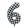 40 inch checkered racing flag number 6 foil balloon for motor sports birthday parties - 40 Inch Checkered Large Number 6 (Bulk)