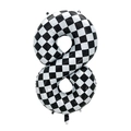 Number 8 racing theme balloon with black and white checkered pattern for birthday party - 40 Inch Checkered Large Number 8 (Bagged)