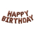 Brown HAPPY BIRTHDAY foil alphabet balloon set for forest theme birthday party decoration - Coffee / With Straw And Ribbon