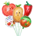 Lot de 5 ballons en aluminium légumes de dessin animé avec pomme de terre pour anniversaire - Collection de Thèmes de Légumes Deux
