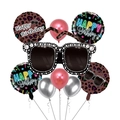 Set di palloncini per compleanno con occhiali leopardati e decorazioni tonde in foil - Set di Palloncini di Compleanno con Occhiali da Sole Leopardati