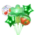 Vegetable theme birthday balloon set with broccoli shape and green star foil balloons - HE Broccoli