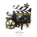 Dettaglio del palloncino in foil a forma di ciak cinematografico Hollywood e rullino - Stile Telecamera e Ciak