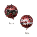 Close-up of heart leopard print birthday balloon with sunglasses and happy birthday text - Double Sided Leopard Sunglasses Happy Birthday Round Balloon