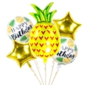 5-pack tropical pineapple balloon set including star and round birthday foil balloons - Shaped Pineapple