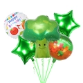 5-piece vegetable themed party balloon set with broccoli shape and happy birthday round foil - QQ Broccoli