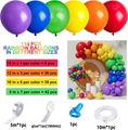 Infographie montrant kit arche de 114 ballons colorés avec tailles de 12 à 45 cm - Coloré