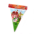 Farm animal happy birthday banner with cartoon cow pig and horse decorations - Bunting Flag