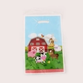 Farm animal themed plastic party gift bag with handle featuring barn and cow pattern - Gift Bag