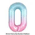 40 inch blue and pink gradient star pattern number 0 butterfly foil balloon - Number 0