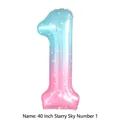 40-inch gradient star theme number 1 foil balloon in blue and pink for birthday party - Number 1