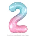 40-inch gradient starry sky number 2 foil balloon with white stars for birthday party - Number 2