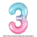 40-inch number 3 foil balloon with starry blue and purple gradient design - Number 3
