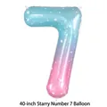 40-inch blue and pink gradient number 7 foil balloon with white star patterns - 40-inch Galaxy Starry Sky Number 7