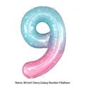 40 inch starry sky gradient blue and pink number 9 foil balloon for birthday party - 40-inch Galaxy Starry Sky Number 9