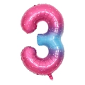 Number 3 rainbow foil balloon with star patterns for birthday party decorations - Large Size Starry Gradient Number 3