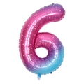 40-inch rainbow star gradient number 6 foil balloon for birthday party decoration - 40-inch Pink Blue Star Gradient Number 6