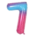 Large 40-inch rainbow star gradient number 7 foil balloon for birthday party decoration - 40-inch Pink Blue Star Gradient Number 7