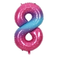 Large 40-inch rainbow star gradient number 8 foil balloon for birthday party decorations - 40-inch Pink Blue Star Gradient Number 8