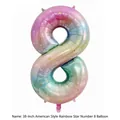 38 inch rainbow gradient number 8 foil balloon with star patterns for party decor - 38-inch Rainbow Star Number 8