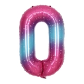 Large 40-inch gradient star pattern foil balloon in number zero shape for birthday decor - Large Size Starry Gradient Number 0