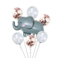 Cartoon Elefant Folienballon Set mit weißen und Roségold Konfetti Latexballons - Simuliertes Elefanten-Set 1