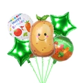 5-piece potato themed foil balloon set including green stars and happy birthday prints - Potato
