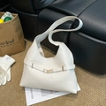 Borsa tote in pelle bianca con fibbia dorata a cuore per un look elegante quotidiano - Bianco