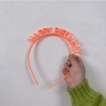 Bright orange Happy Birthday party headband made of durable plastic for birthday celebrations - Orange