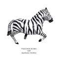 3D Zebra foil balloon with black and white stripes for jungle party decor, 72x103cm - Large Shaped Zebra