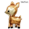 Cute deer shaped foil balloon in bronze gold for jungle party decor, 104x75 cm size - Large Jungle Deer