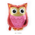 Red owl-shaped foil balloon for forest parties, size 52x44cm with metallic finish - Forest Owl