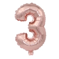 32-inch rose gold number 3 foil balloon with metallic finish for party decorations - 32 Inch Number 3 (Bagged)
