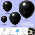 Kit arche de 110 ballons en latex noir de tailles variées avec outils de montage - Noir