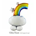 Rainbow cloud standing foil balloon with 4D base for birthday decor, size 106x75cm - Standing Rainbow Cloud with Base