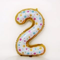Palloncino numero 2 dorato da 32 pollici con motivo a ciambella per decorazioni di compleanno - 32 pollici / Numero 2