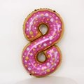 Ballon chiffre 8 en aluminium thème donut avec glaçage rose pour déco d'anniversaire - 32 pouces / Chiffre 8