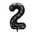 Palloncino numero 2 nero da 40 pollici con linee di pista da corsa per compleanni - Numero 2