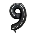 40-inch black number 9 racing foil balloon with white road track pattern for birthday party - Number 9