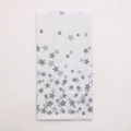 Thickened rectangular party tablecloth with grey star print on white background - White Background Silver Star