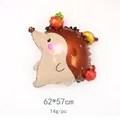 Hedgehog shaped forest animal foil balloon for birthday party decor, size 62x57cm - Fruit Hedgehog