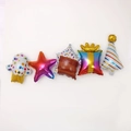 Set di palloncini in alluminio per compleanno con orsetti, cupcake colorati e stelle - Banner Unito Tema Compleanno Ragazzo