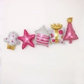 Palloncini in alluminio rosa e oro con stelle, gelato e corona per decorazioni di compleanno - Banner Unito Tema Compleanno Ragazza